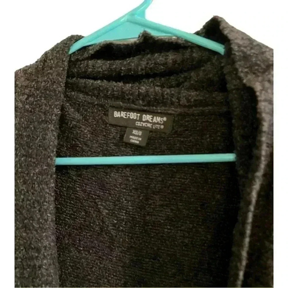 Barefoot Dreams Bamboo CozyChic® Lite Circle Lounge Cardigan Dark Gray XS/S - Picture 4 of 7